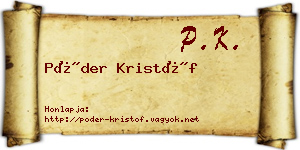 Póder Kristóf névjegykártya
